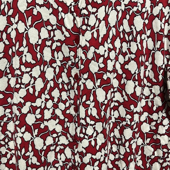Talbots Women's Red Floral Cotton Cardigan Sweater Size 2X - Picture 2 of 4